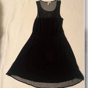 Frenchi Black Mesh Overlay Sleeveless Fit And Flare Dress